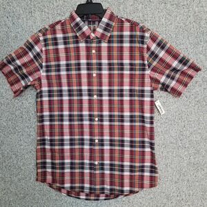Amazon Essentials Mens Regular Fit Short Sleeve Plaid Button Down Shirt Red‎ M